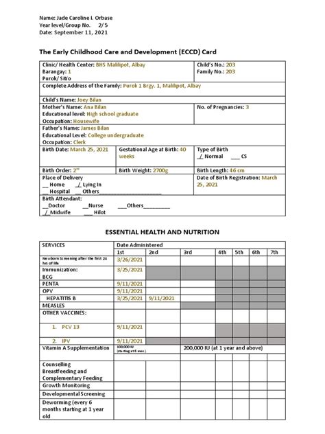 eccd card|2021 Philippine Early Childhood Development .